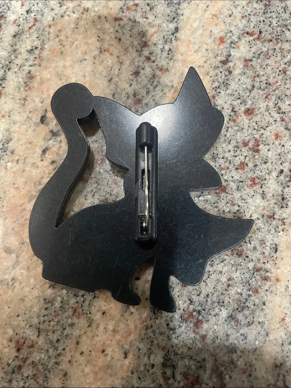 Cat-Eared Enamel Pin in Black, Red, and Silver Brooch/Pin